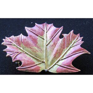 Vintage Butler ( FAC ) Brooch Pin  Maple Leaf Copper Red Gold Signed